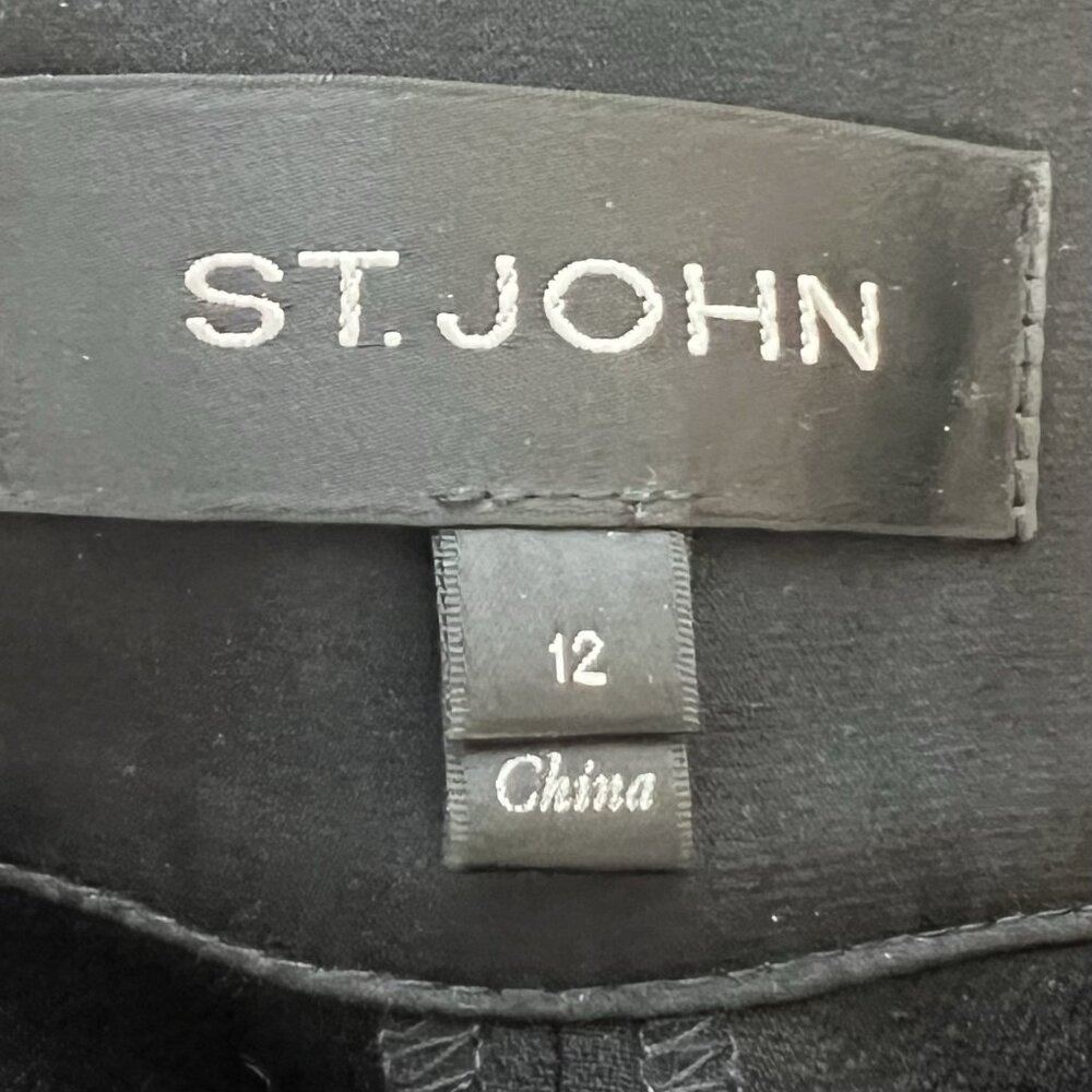 St. John Women’s Wide Leg Dress Pants Size 12 Black High Rise Zipper - Picture 3 of 12